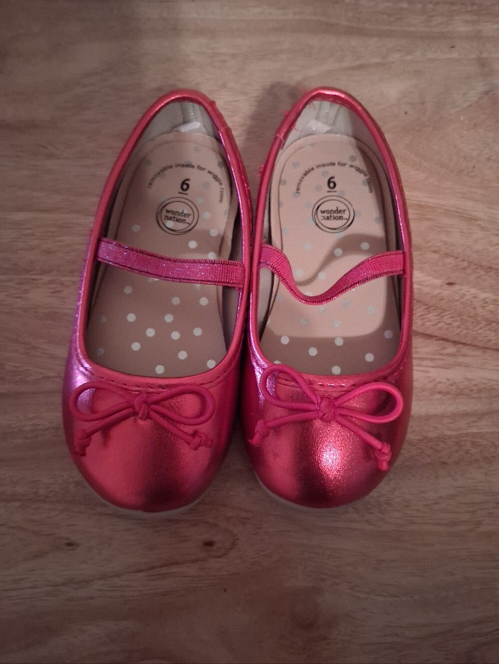 wonder nation Metallic Pink Mary Jane Ballet Flats with Bow
